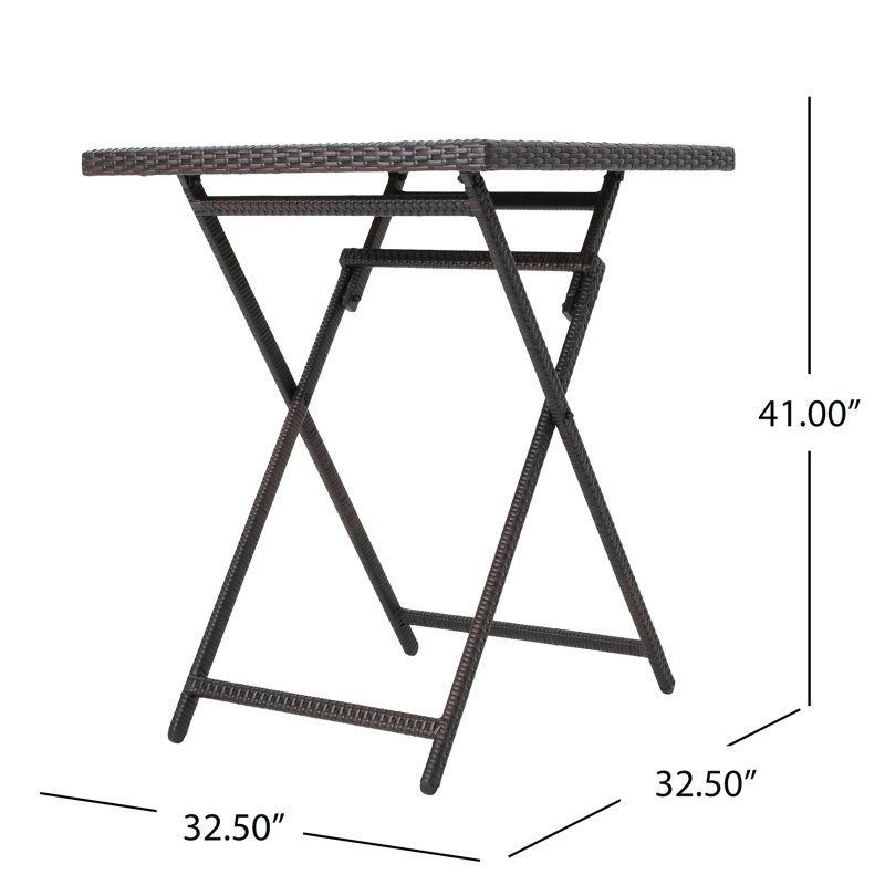 Will Square Metal Folding Outdoor Bistro Table , 32.5'' in. W 32.5'' in. D