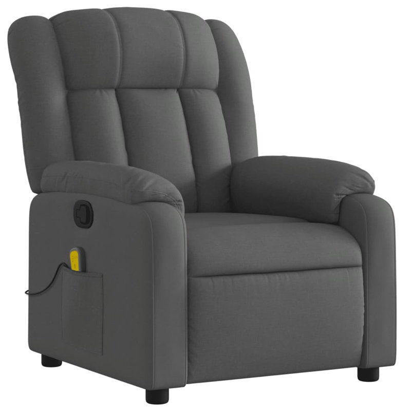 vidaXL Massage Recliner Chair, Adjustable, Fabric, Dark Gray, Manual