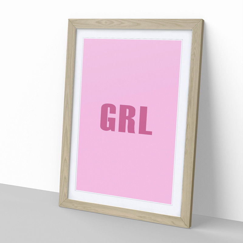 Grl - Picture Frame Typography, 65cm H x 48cm W x 2cm D, Oak Framed