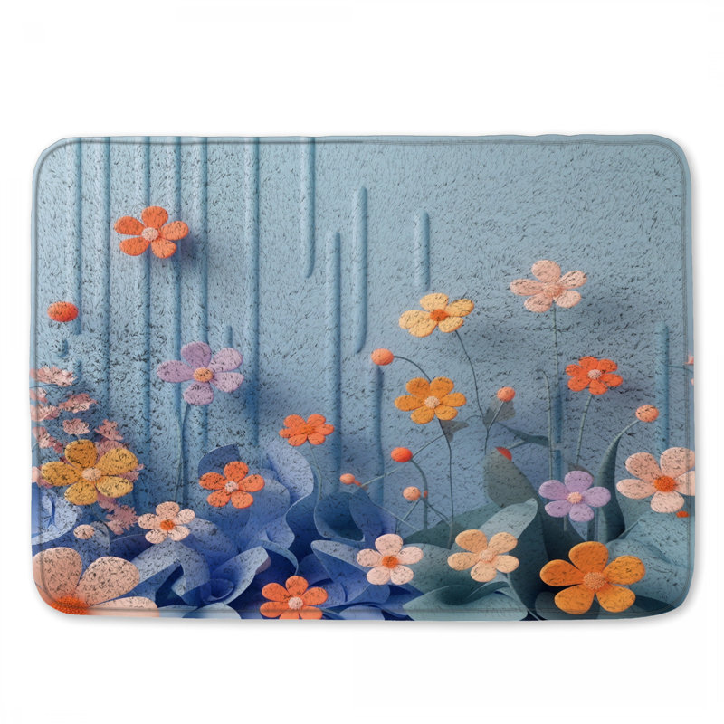Tapis de bain 3D Floral Illustration, L 24 po x L 17 po