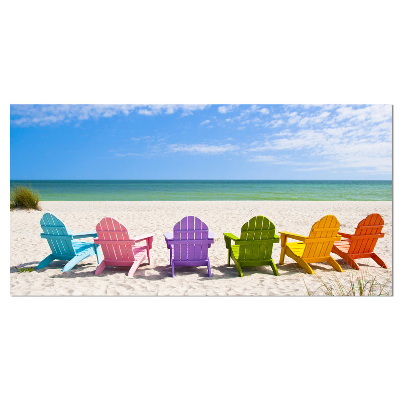 Photographie de plage, art mural, chaises Adirondack, reproduction côtière - chaises de plage Adirondack, L 40 po x H 20 po