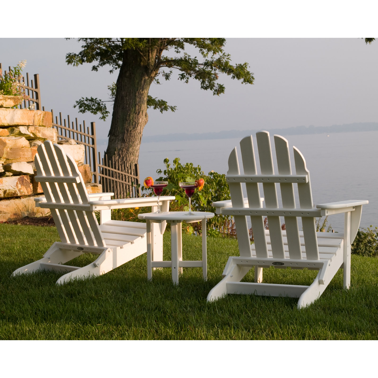 POLYWOOD® Classic Adirondack 2-Person Patio Seating Group, Sand