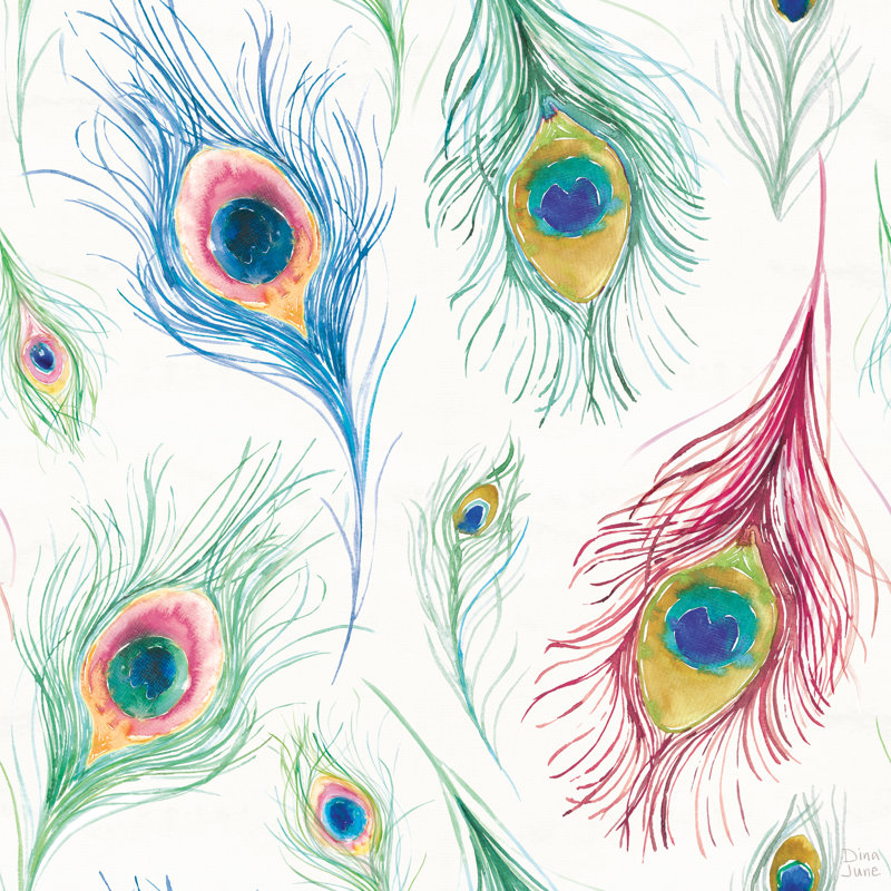 Peacock Glory Pattern III by Dina June - Wrapped Canvas Painting, 122cm H x 122cm W x 3.8cm D