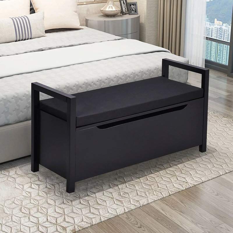 Berea Upholstered Storage Bench, Black