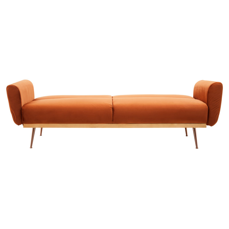 Doe 3 Seater Velvet Sofa Bed, Orange
