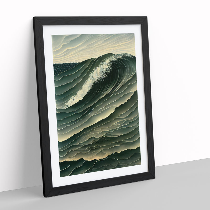 Crashing Ocean Wave - Single Picture Frame Painting, 64cm H x 46cm W x 2cm D, Black Framed