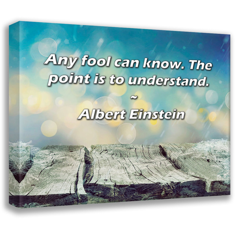 Astoria Grand Gallery Wrapped Canvas By Albert Einstein: "Any fool can know. The point is to understa, 17" H x 24" W