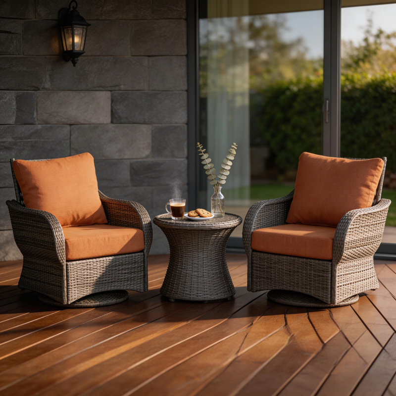 22" x 24" Outdoor/Indoor Deep Seat Patio Chair Cushions (Set of 2) - Weather-Resistant Design, Tangerine