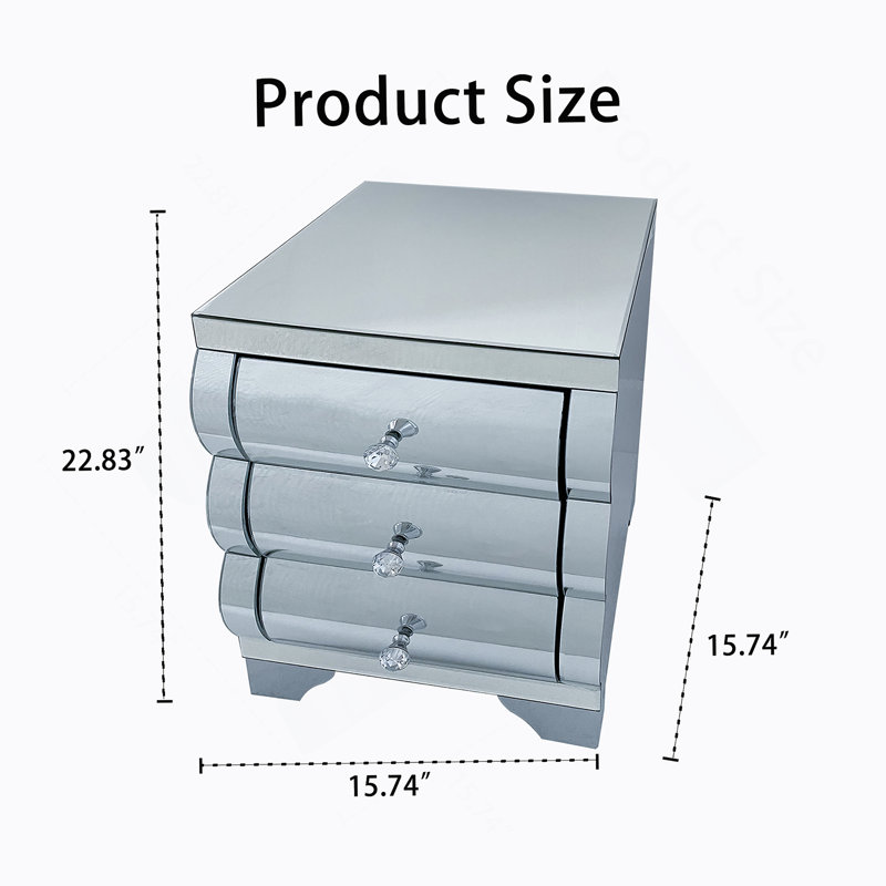 Nightstand With 3 Drawer, Bedside Table With Drawers, End Table For Living Room, Bedroom