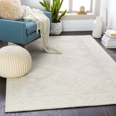 Tapis beige en laine touffeté à la main Hyer