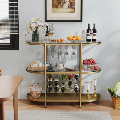 Table de bar à vin avec porte-bouteilles et verres à vin