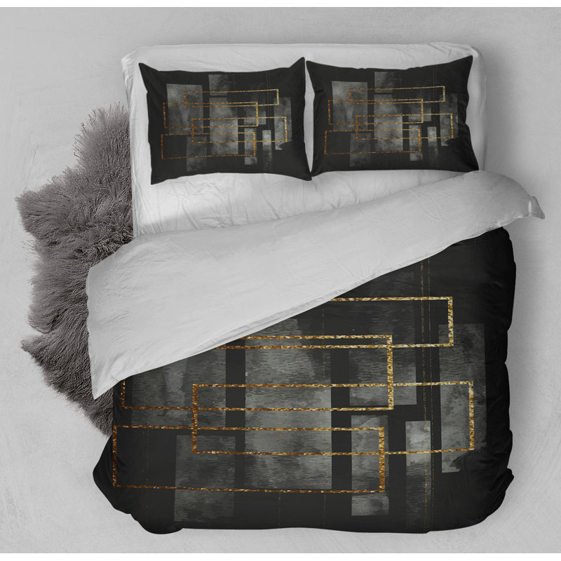 Polyester Channel Geometric Shapes Comforter, Queen Comforter + 2 Standard Pillowcases