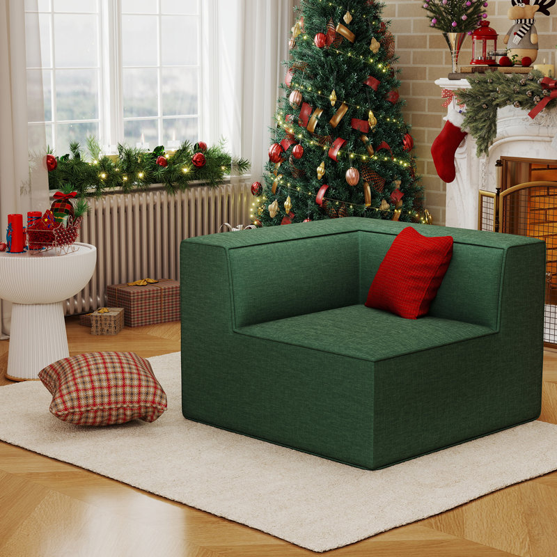 Fauteuil d'angle Comfy Cloud 38 po, aucun assemblage requis, Polyester vert
