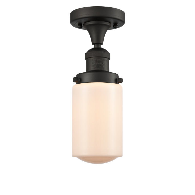 Plafonnier semi-encastré 4,5 po Saroyan, Blanc mat, Ampoule non incluse, Bronze huilé