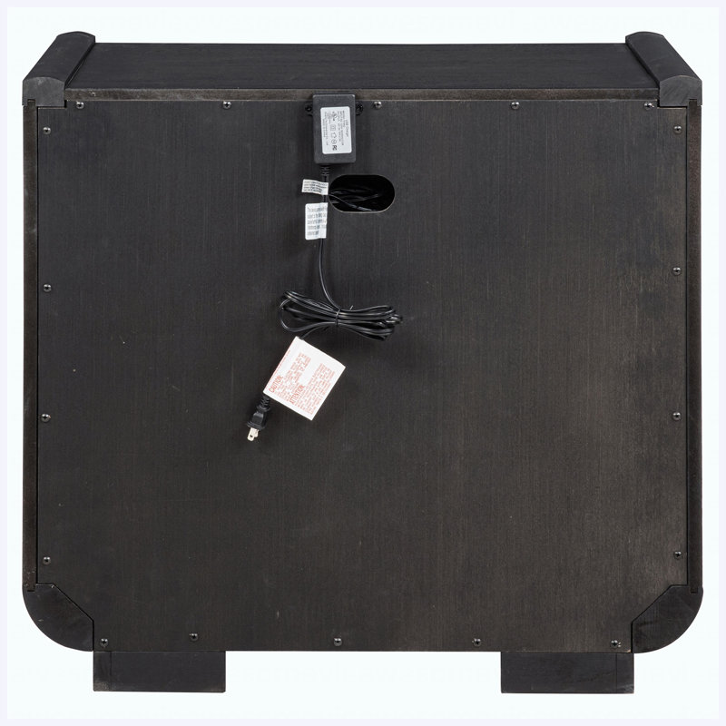 Table de chevet DEL brunie à 2 tiroirs avec ports de chargement USB