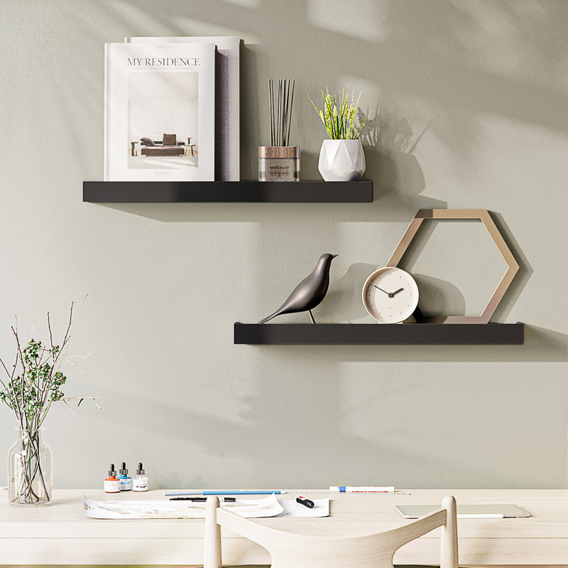 Array 24" W x 4" D Floating Shelves for Wall, 1.75" H x 24" W x 4" D, Black
