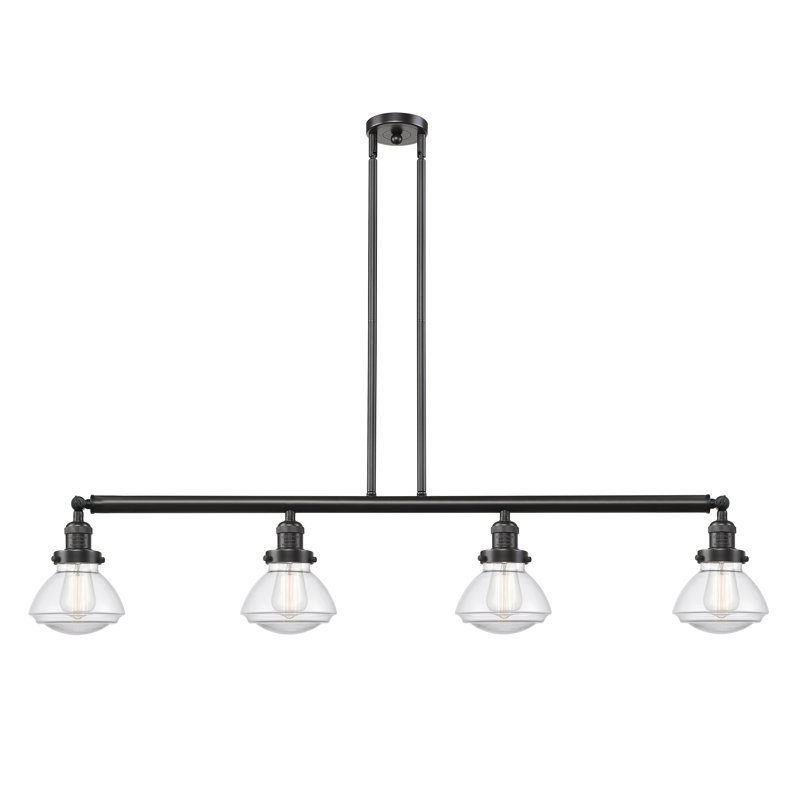 Lemos 4 - Light Kitchen Island Pendant, Clear, Polished Nickel, LED