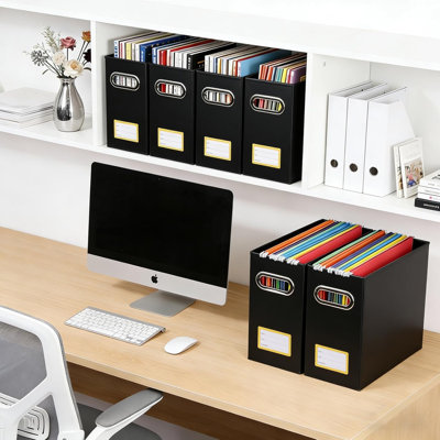 Collapsible Eco Cardboard Letter Size File Storage Bin with Carry Handles