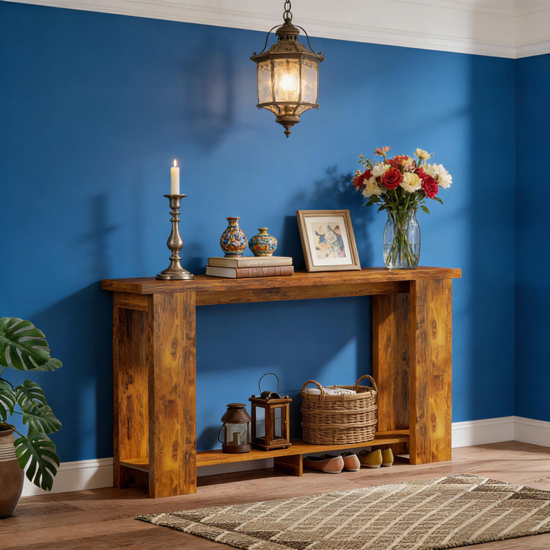 Table d'entrée étroite, console, table d'appoint, Brun patiné
