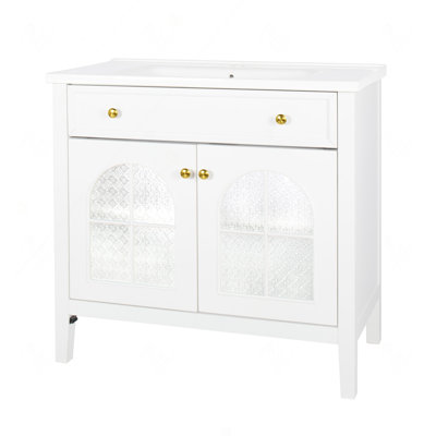 35.6" Bathroom Cabinet, Only Cabinet, White