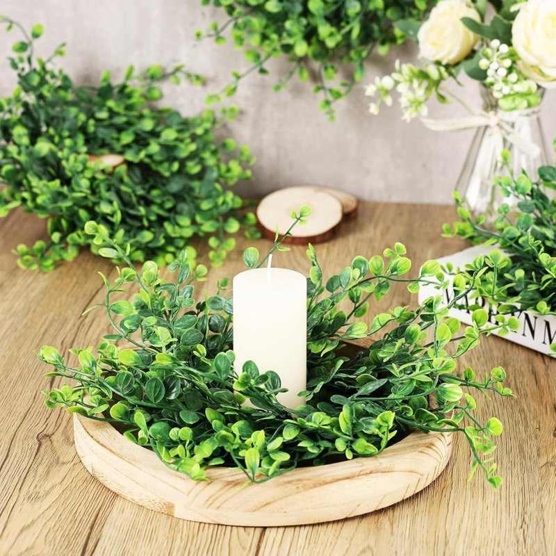 18 pièces de bougies d'anneau de bougie en bois de buis couronnes pour le printemps et le printemps