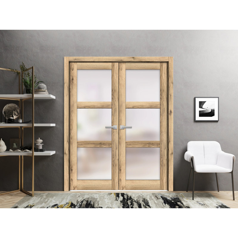 Portes françaises à panneaux en bois Lucia, 48 po x 96 po