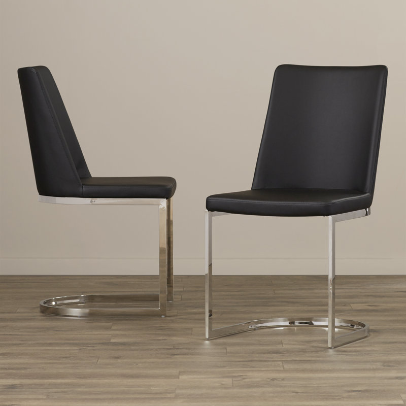 Chaise d'appoint chromée argentée Chromium, PU + Éponge - Noir