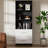 Bookshelf With Drawers, 63" Tall Fluted Bookshelf With Storage, 3 Shelf Bookcase With Adjustable Shelf, 3 Tier Modern Book Shelf, Open Shelves Bookcase For Office, Black & White-1433599096
