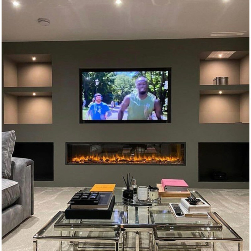 Erentraud Metro Lane Silver Electric Fire, 16.5" H x 50" W x 6.7" D