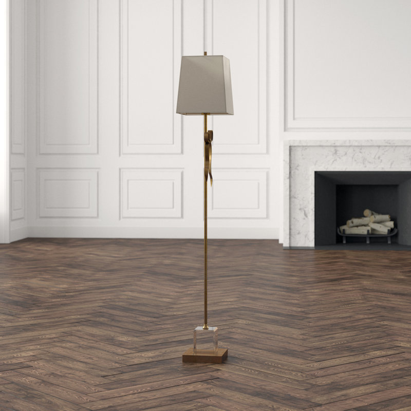 Ellery Floor Lamp, Cream, Polished Nickel