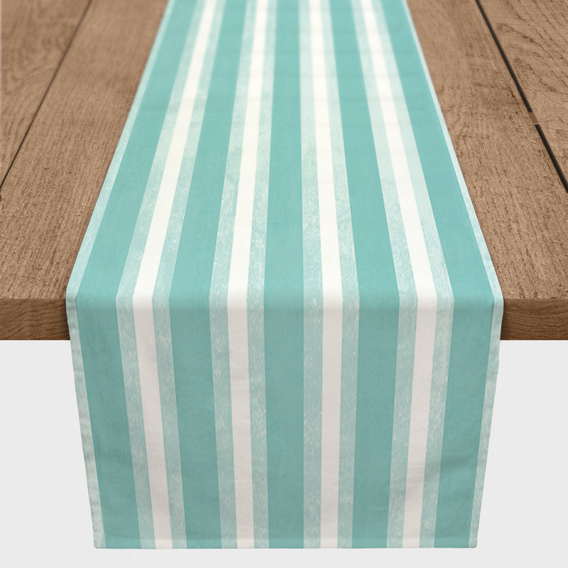 Nautical Stripes Coral Table Runner, 72" x 16", 1, Teal