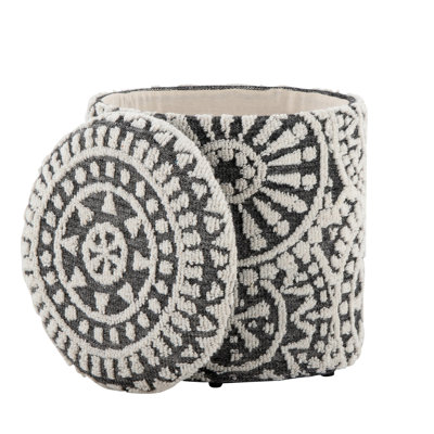 Laine noire et tissée à la main de 18 po, motif noué, couvercle amovible, multifonctionnel, aucun assemblage requis