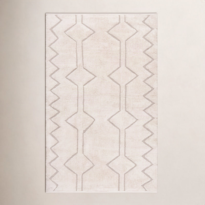 Hand-Loomed Geometric Cotton Rug, Rectangle 4' x 6'