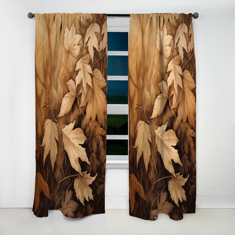 Rideau fleuri brun et beige Harmony III, L 52 po x L 84 po