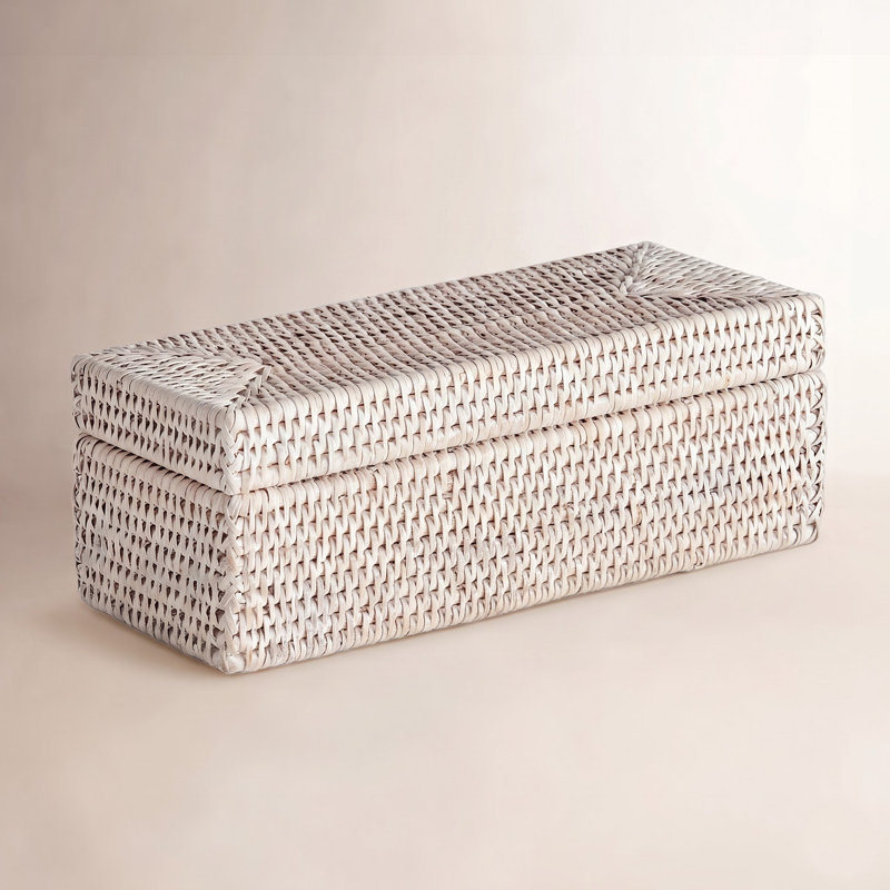 Burma Rattan 3-Compartment Lidded Box, White