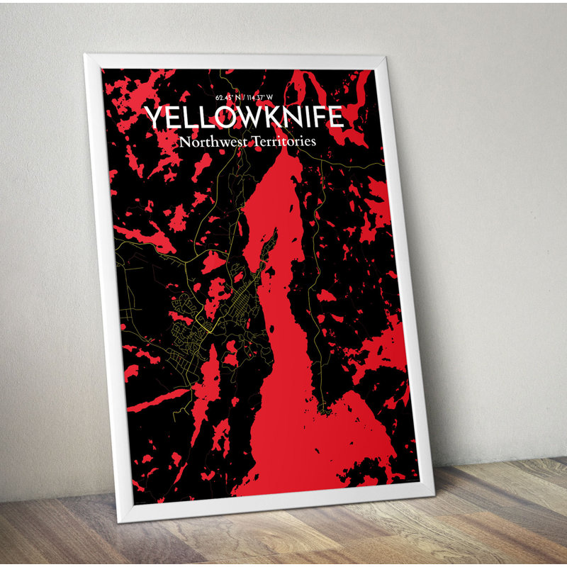 Yellowknife City Map - No Frame Print, 50.8cm H x 40.6cm W x 0.13cm D