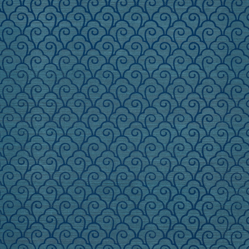Papier peint sisal Scallop Filigree, Lapis sur paon