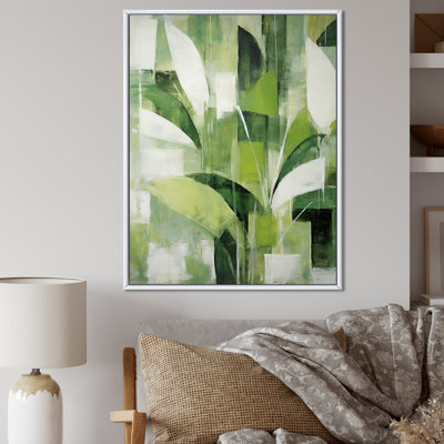 Abstrait, plantes vertes, minimalisme, collage rétro - plantes, art sur toile