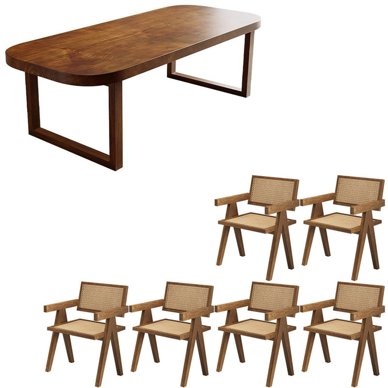 Ensemble de table de salle à manger en bois massif de style nordique, H 29,5 po x L 70,8 po x l 31,4 po