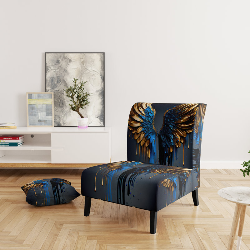 Glam Angel Wings - Chaise d'appoint Wings Angel - Chaise moderne, Gold/Green Velvet