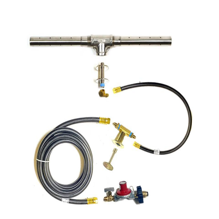 EasyFirePits Deluxe LP Fire Pit Connection Kit and Lifetime Warranted 316 Stainless Trough Burner