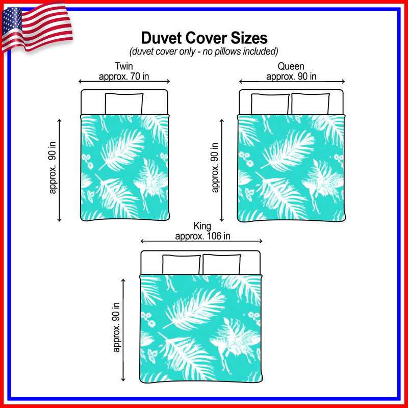 Housses de couette feuilles de palmier tropicales, Lit simple