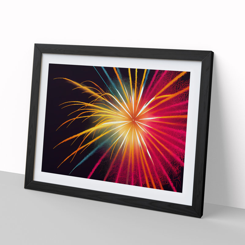 Handsome Fireworks - Single Picture Frame Print, Black Framed, 46cm H x 64cm W x 2cm D