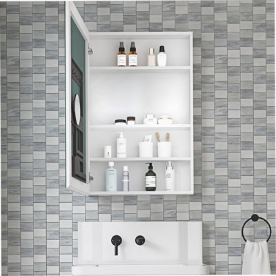 Surface Frameless Mirror Medicine Cabinet With Beveled Edges, Left Opening Door, Ideal For Organized And Stylish Bathrooms