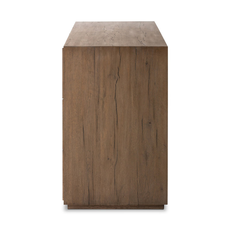 Commode double 6 tiroirs Jaxin, Gris rustique