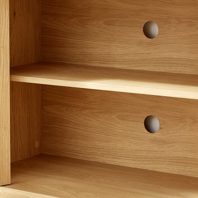Meuble télé 64 po, buffet arrondi, armoire de rangement, armoire à rayures verticales en bois 64 po