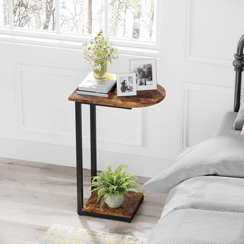 Jadus 25.6'' Tall Tray Top C Table End Table, Unique Curved Table Top Design