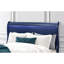 Lit double bleu avec DEL, conception transitionnelle, tête de lit à panneau, en bois d'hévéa, l 82,56 po de largeur, 57,47 de profondeur, 48,14