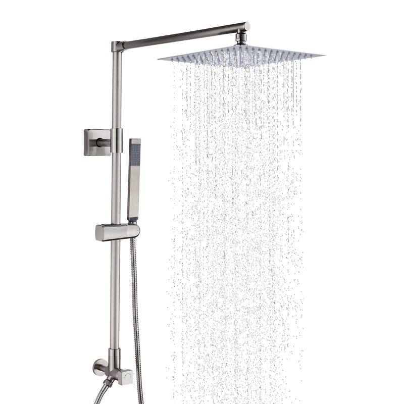 Fennocasa Polaris Lux Rain Shower System, includes 10” Square Rainfall Shower Head and Handheld Shower Combo (2.5 GPM Brushed Nickel)