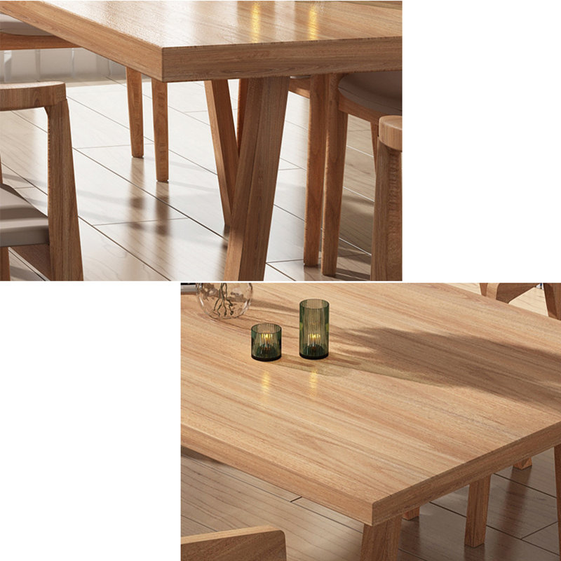 Ensemble de table de salle à manger en bois massif de style nordique, H 29,5 po x L 94,4 po x l 35,4 po